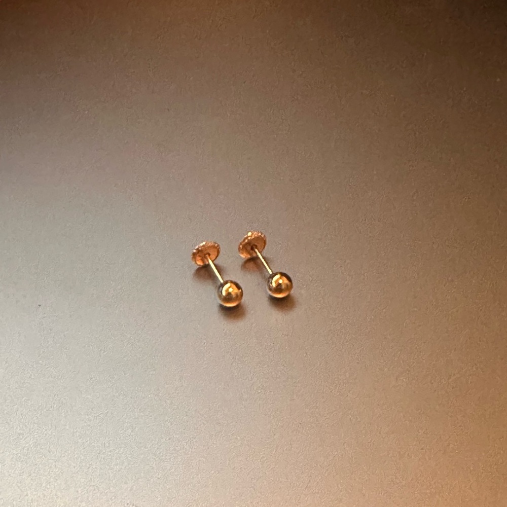 Solid 18k Rose Gold Sphere Stud Earrings